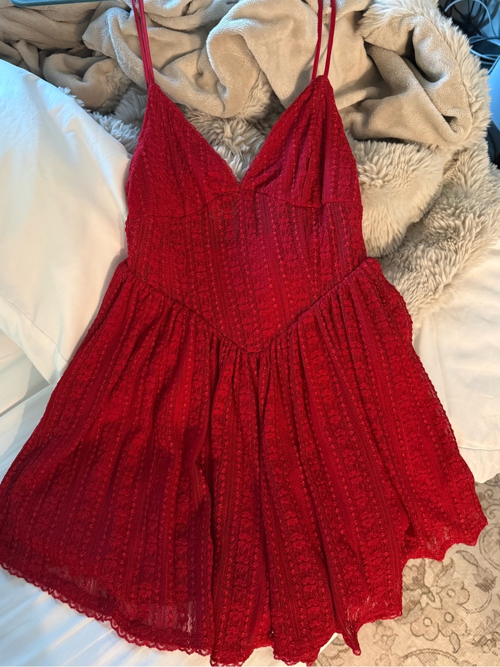 Urban Outfitters Red Lace Romper